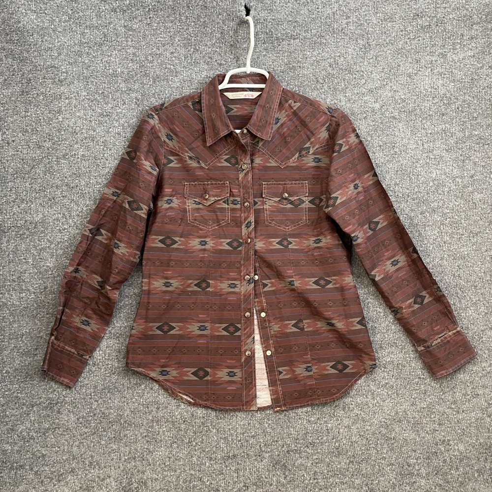 Cumberland Outfitters Western Cotton Shirt Mens Sz S Aztec Print Button Up Red